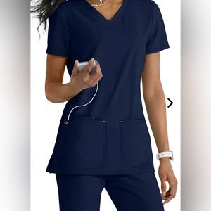 Heartsoul navy pitter patter v neck scrub top